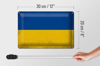 Signe en étain drapeau Ukraine 30x20cm drapeau de l'ukraine Vintage 4