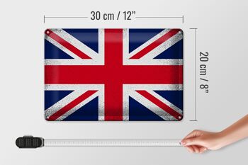 Signe en étain drapeau Union Jack 30x20cm royaume-uni Vintage 4