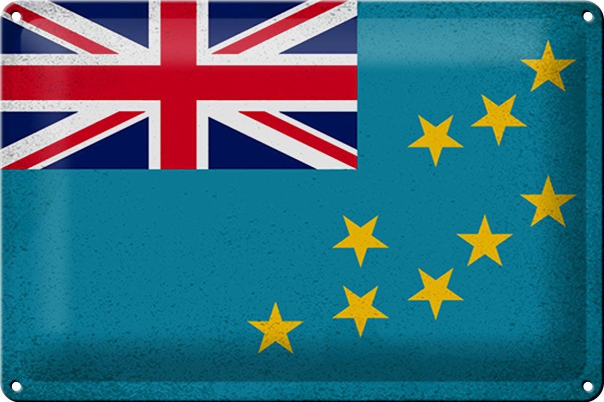 Drapeau en étain Tuvalu 30x20cm, drapeau de Tuvalu Vintage