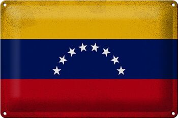 Signe en étain drapeau Venezuela 30x20cm drapeau Venezuela Vintage 1