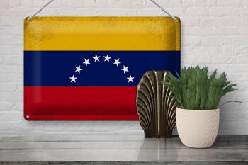 Signe en étain drapeau Venezuela 30x20cm drapeau Venezuela Vintage 3