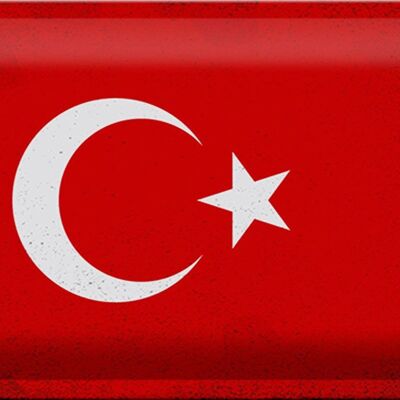 Panneau métallique drapeau Türkiye 30x20cm, drapeau de la turquie Vintage
