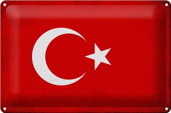 Panneau métallique drapeau Türkiye 30x20cm, drapeau de la turquie Vintage 1
