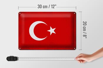 Panneau métallique drapeau Türkiye 30x20cm, drapeau de la turquie Vintage 4