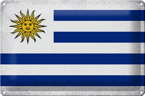 Blechschild Flagge Uruguay 30x20cm Flag of Uruguay Vintage