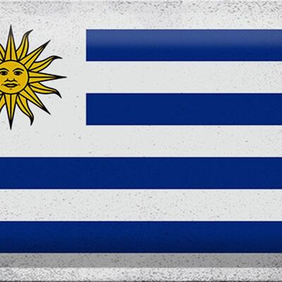 Blechschild Flagge Uruguay 30x20cm Flag of Uruguay Vintage