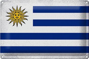 Signe en étain drapeau Uruguay 30x20cm drapeau de l'Uruguay Vintage 1