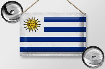 Signe en étain drapeau Uruguay 30x20cm drapeau de l'Uruguay Vintage 2