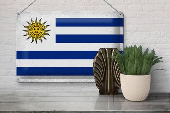 Signe en étain drapeau Uruguay 30x20cm drapeau de l'Uruguay Vintage 3