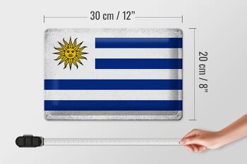 Signe en étain drapeau Uruguay 30x20cm drapeau de l'Uruguay Vintage 4