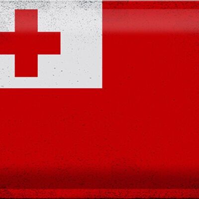 Cartel de chapa Bandera de Tonga 30x20cm Bandera de Tonga Vintage