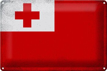 Signe en étain drapeau Tonga 30x20cm drapeau des Tonga Vintage 1