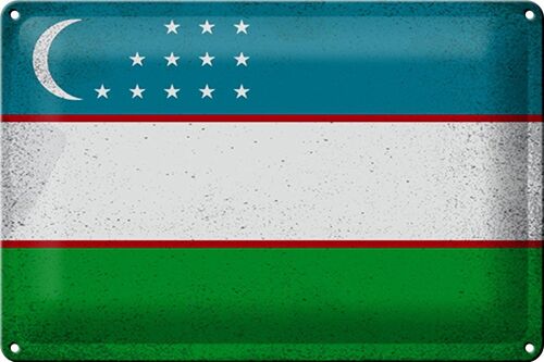 Blechschild Flagge Usbekistan 30x20cm Uzbekistan Vintage