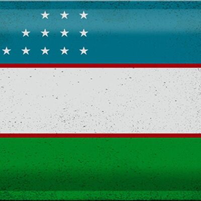 Blechschild Flagge Usbekistan 30x20cm Uzbekistan Vintage