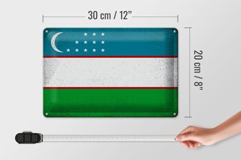 Signe en étain drapeau ouzbékistan, 30x20cm, Vintage, ouzbékistan 4