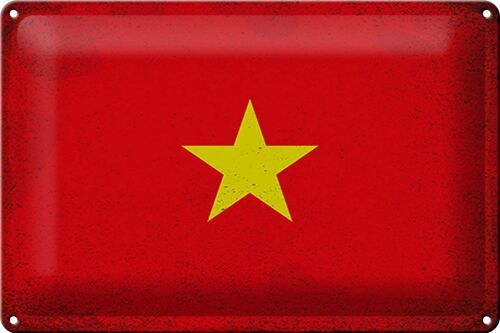 Blechschild Flagge Vietnam 30x20cm Flag of Vietnam Vintage