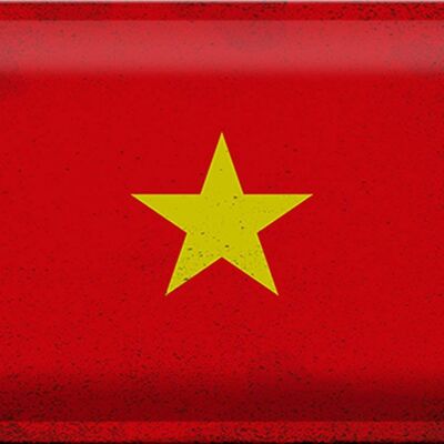 Blechschild Flagge Vietnam 30x20cm Flag of Vietnam Vintage