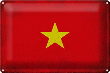 Signe en étain drapeau Vietnam 30x20cm drapeau du Vietnam Vintage 1