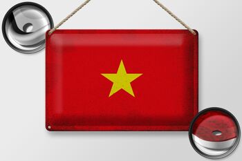 Signe en étain drapeau Vietnam 30x20cm drapeau du Vietnam Vintage 2