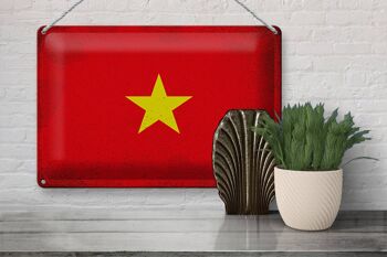Signe en étain drapeau Vietnam 30x20cm drapeau du Vietnam Vintage 3
