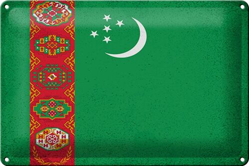 Blechschild Flagge Turkmenistan 30x20cm Flag Vintage
