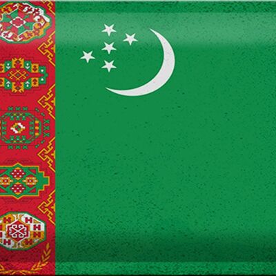 Cartel de hojalata Bandera de Turkmenistán, Bandera Vintage de 30x20cm