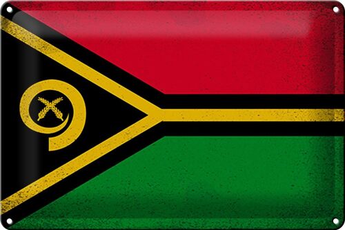 Blechschild Flagge Vanuatu 30x20cm Flag of Vanuatu Vintage