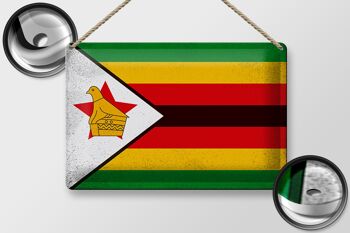 Signe en étain drapeau Zimbabwe 30x20cm drapeau Zimbabwe Vintage 2