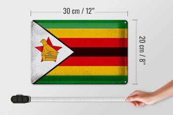 Signe en étain drapeau Zimbabwe 30x20cm drapeau Zimbabwe Vintage 4