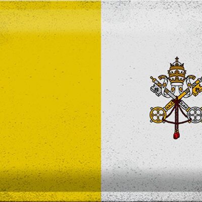 Targa in metallo Bandiera Città del Vaticano 30x20cm Vaticano Vintage