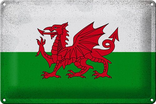 Blechschild Flagge Wales 30x20cm Flag of Wales Vintage