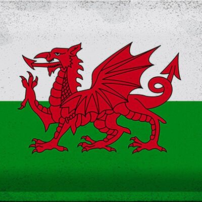 Blechschild Flagge Wales 30x20cm Flag of Wales Vintage