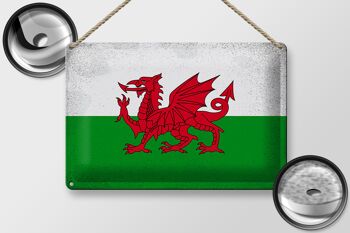 Signe en étain drapeau du pays de Galles, 30x20cm, drapeau du pays de Galles Vintage 2
