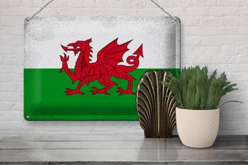 Signe en étain drapeau du pays de Galles, 30x20cm, drapeau du pays de Galles Vintage 3