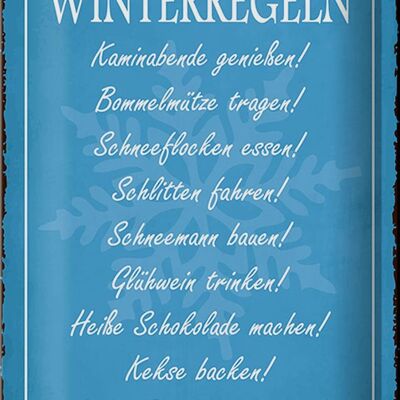 Blechschild Spruch 20x30cm Winterregel Kaminabende Glühwein