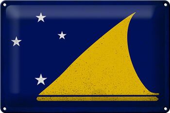 Signe en étain drapeau Tokelau 30x20cm drapeau des Tokelau Vintage sig en étain 1