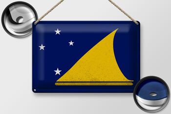 Signe en étain drapeau Tokelau 30x20cm drapeau des Tokelau Vintage sig en étain 2