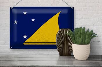 Signe en étain drapeau Tokelau 30x20cm drapeau des Tokelau Vintage sig en étain 3