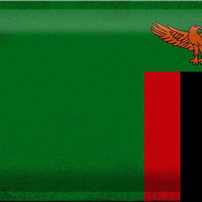 Cartel de chapa Bandera de Zambia 30x20cm Bandera de Zambia Vintage
