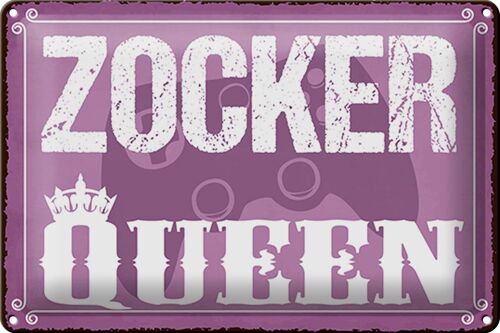 Blechschild Spruch 30x20cm Zocker Queen Controller