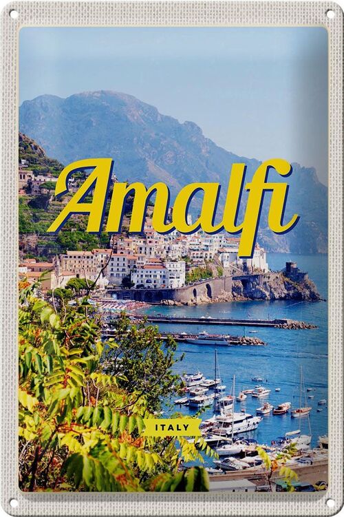 Blechschild Reise 20x30cm Amalfi Italy Urlaub Meerblick