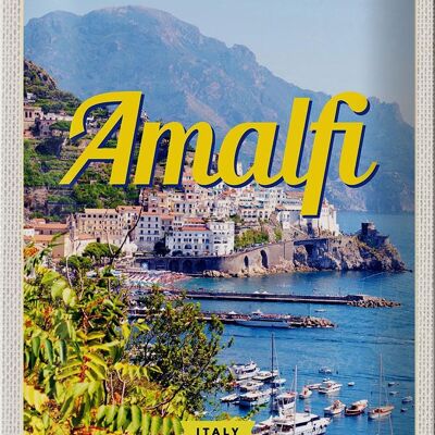 Panneau en étain voyage 20x30cm Amalfi Italie vacances vue sur la mer