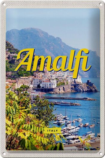 Panneau en étain voyage 20x30cm Amalfi Italie vacances vue sur la mer 1