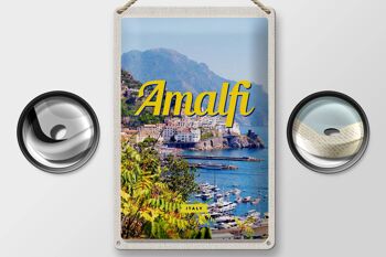 Panneau en étain voyage 20x30cm Amalfi Italie vacances vue sur la mer 2