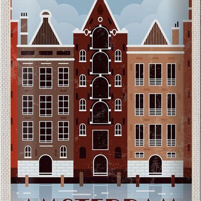 Cartel de chapa viaje 20x30cm destino de viaje Ámsterdam
