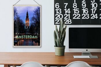 Panneau en étain voyage 20x30cm destination de voyage Amsterdam Munt Tower 3
