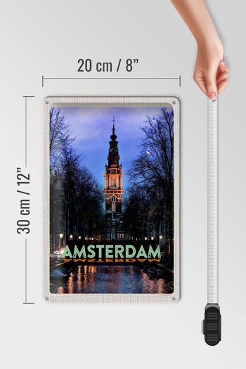 Panneau en étain voyage 20x30cm destination de voyage Amsterdam Munt Tower 4