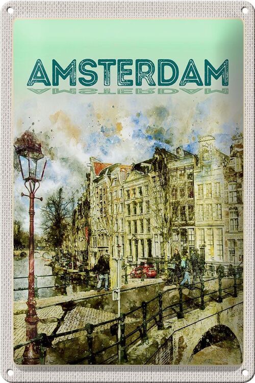 Blechschild Reise 20x30cm Vintage Kunst Amsterdam