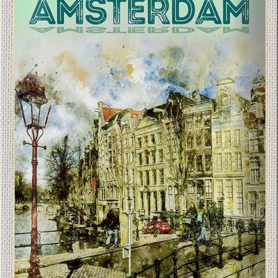 Blechschild Reise 20x30cm Vintage Kunst Amsterdam