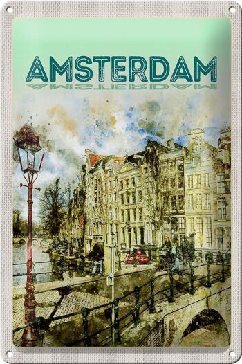 Signe en étain voyage 20x30cm, Vintage Art Amsterdam 1